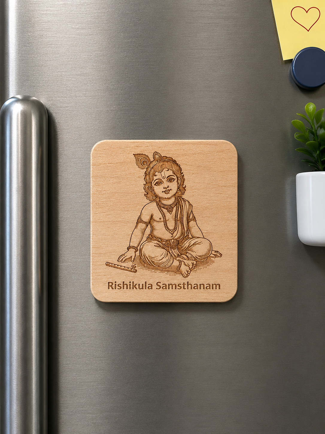 Srikrishna Parama Atma Wooden Fridge Magnet Srikrishna Parama Atma Wooden Fridge Magnet